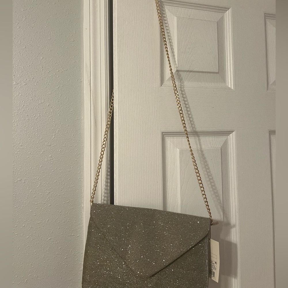 Elegant Silver/Gold Glitter Clutch Bag